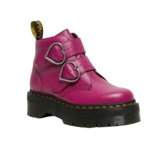 Dr. Martens Slip On Devon Heart Fuchsia Nappa Size 7, New Without Box